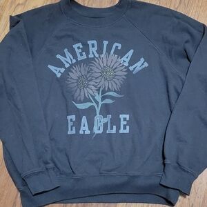 American Eagle Outfitters Black Graphic Crewneck Sweater